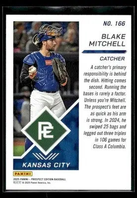2025 Panini Prospect Edition Blake Mitchell #166 Kansas City Royals - Baseball Card Single