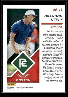 2025 Panini Prospect Edition Brandon Neely #18 Boston Red Sox - Baseball Card Single