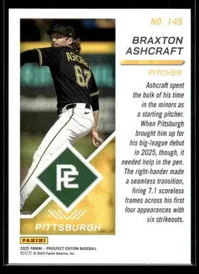 2025 Panini Prospect Edition Braxton Ashcraft #145 RC Pittsburgh Pirates - Baseball Card Single