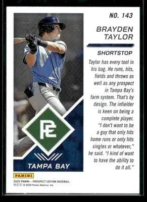 2025 Panini Prospect Edition Brayden Taylor #143 Red SN #/299 Tampa Bay Rays - Baseball Card Single
