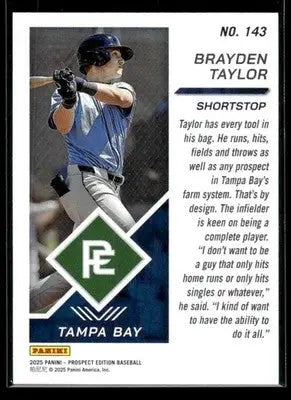 2025 Panini Prospect Edition Brayden Taylor #143 Tampa Bay Rays - Baseball Card Single