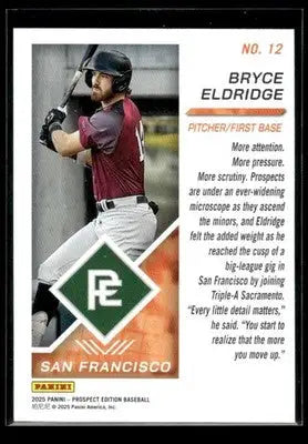 2025 Panini Prospect Edition Bryce Eldridge #12 San Francisco Giants - Baseball Card Single
