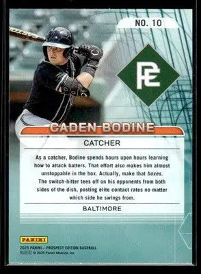 2025 Panini Prospect Edition Caden Bodine #10 20-80 Scale Baltimore Orioles - Baseball Card Single