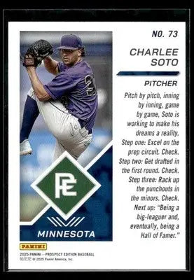 2025 Panini Prospect Edition Charlee Soto #73 Minnesota Twins - Baseball Card Single