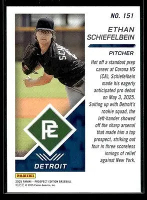 2025 Panini Prospect Edition Ethan Schiefelbein #151 Detroit Tigers - Baseball Card Single