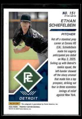 2025 Panini Prospect Edition Ethan Schiefelbein #151 Holo Ticket Sigs Tigers - Baseball Card Single