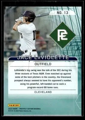 2025 Panini Prospect Edition Jace LaViolette #13 20-80 Scale Cleveland Guardians - Baseball Card Single