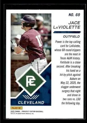 2025 Panini Prospect Edition Jace LaViolette #69 Cleveland Guardians - Baseball Card Single
