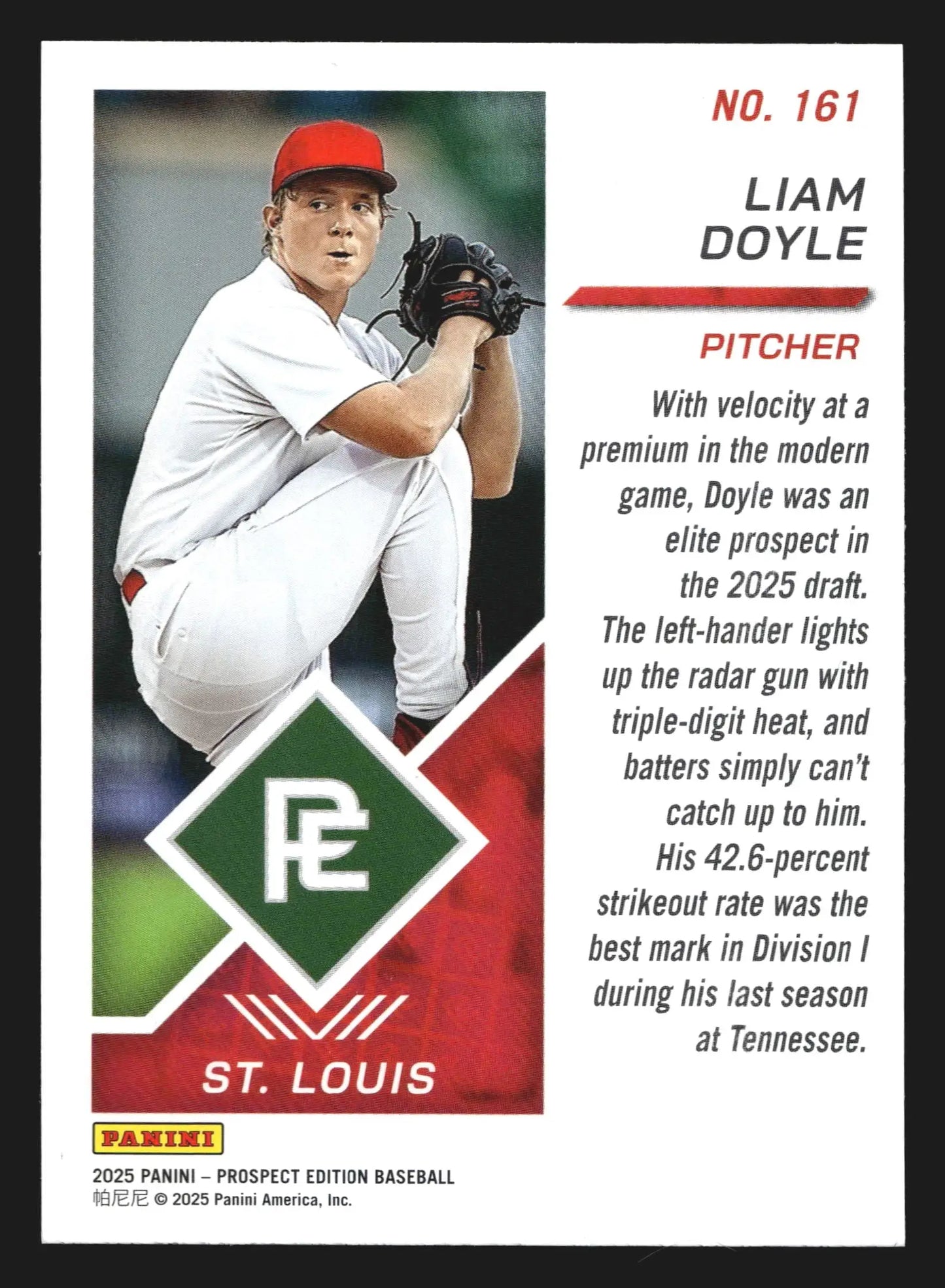 2025 Panini Prospect Edition Liam Doyle #161 St. Louis Cardinals - Baseball Card Single