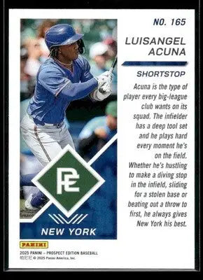 2025 Panini Prospect Edition Luisangel Acuna #165 RC New York Mets - Baseball Card Single