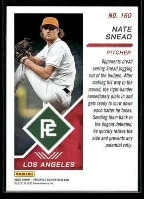 2025 Panini Prospect Edition Nate Snead #160 Los Angeles Angels - Baseball Card Single