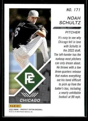 2025 Panini Prospect Edition Noah Schultz #171 Chicago White Sox - Baseball Card Single