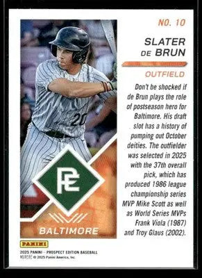 2025 Panini Prospect Edition Slater De Brun #10 Baltimore Orioles - Baseball Card Single