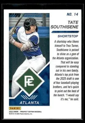 2025 Panini Prospect Edition Tate Southisene #14 Holo Ticket Atlanta Braves - Baseball Card Single