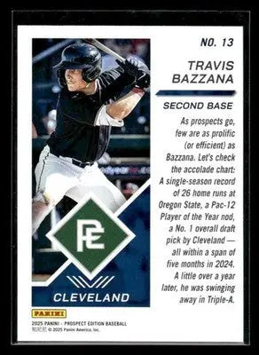 2025 Panini Prospect Edition Travis Bazzana #13 Cleveland Guardians - Baseball Card Single