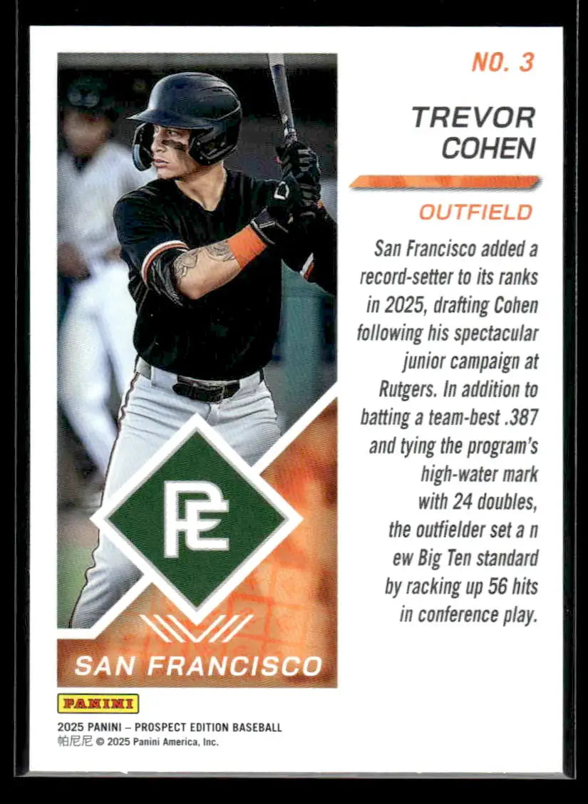2025 Panini Prospect Edition Trevor Cohen #3 Teal SN #/49 San Francisco Giants - Baseball Card Single