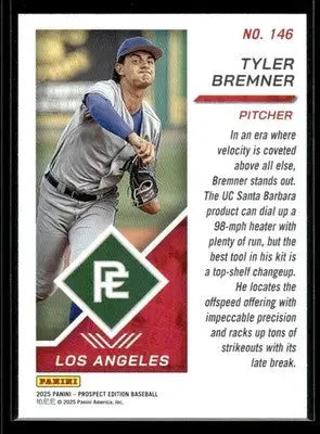 2025 Panini Prospect Edition Tyler Bremner #146 Los Angeles Angels - Baseball Card Single