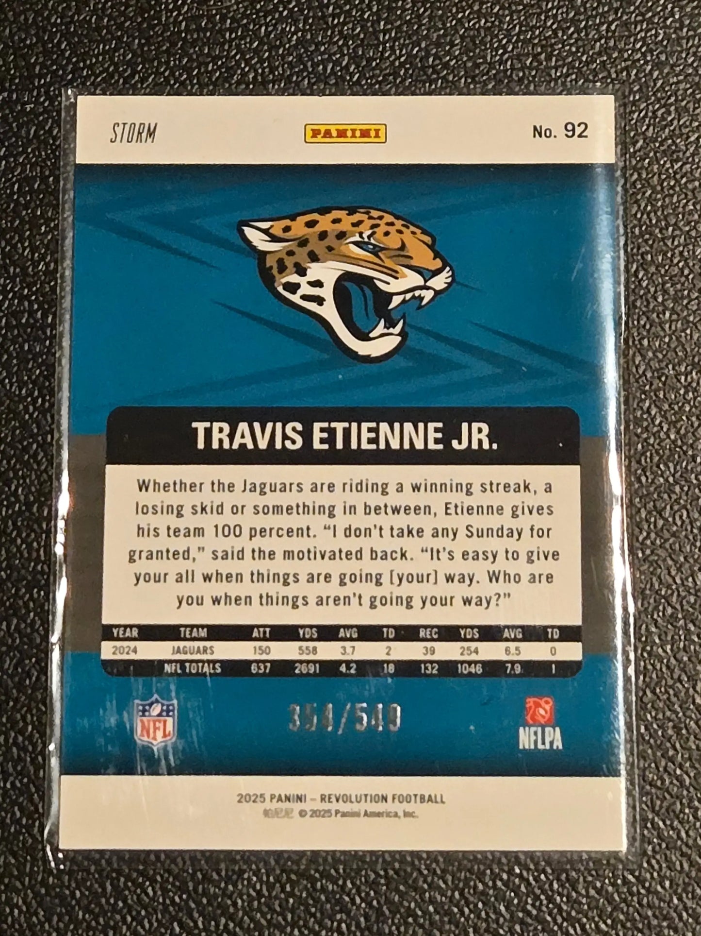 2025 Panini Revolution #92 Travis Etienne Jr. Blue Storm #/549 - Football Card Single
