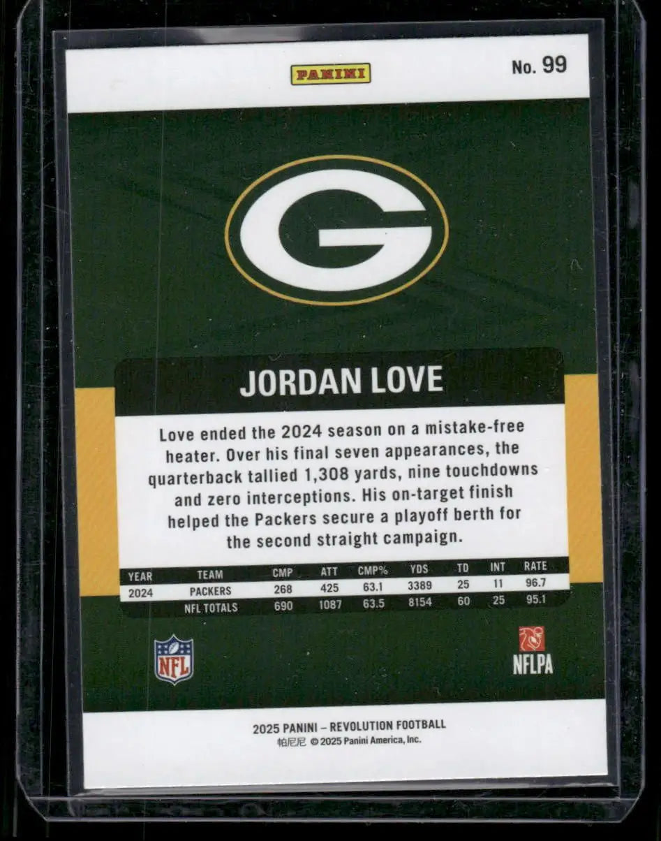 2025 Panini Revolution Football Jordan Love #99 Football - Football Card Single