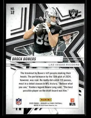 2025 Panini Rookies & Stars Brock Bowers #12 Las Vegas Raiders - Football Card Single