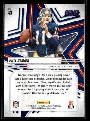 2025 Panini Rookies & Stars Phil Simms #43 Purple SN #/999 New York Giants