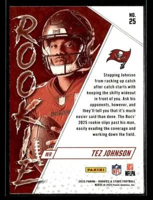 2025 Panini Rookies & Stars Tez Johnson #184 Rookie Exclusive RC Buccaneers - Football Card Single