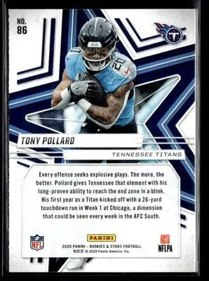 2025 Panini Rookies & Stars Tony Pollard #86 Tennessee Titans - Football Card Single