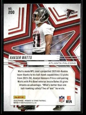 2025 Panini Rookies & Stars Xavier Watts #200 RC Atlanta Falcons - Football Card Single