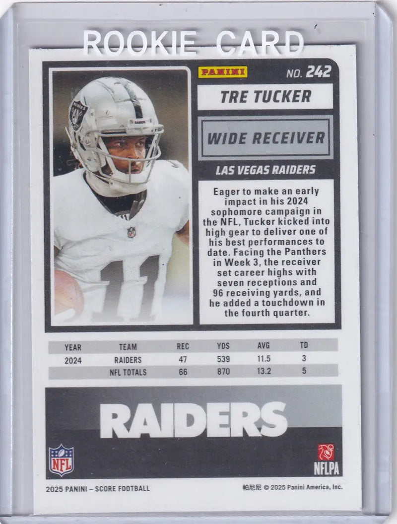 2025 Panini Score 350/399 Dots Blue #242 Tre Tucker - Oakland Raiders