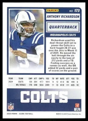 2025 Panini Score Anthony Richardson #173 Football - Football Card Single