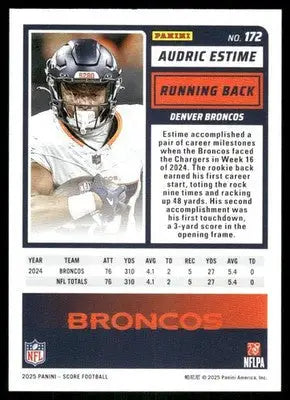 2025 Panini Score Audric Estime #172 Football - Football Card Single
