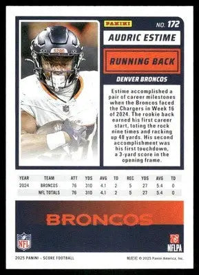 2025 Panini Score Audric Estime #172 Football - Football Card Single