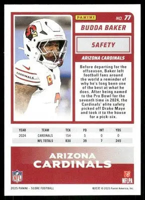 2025 Panini Score Budda Baker #77 Football - Football Card Single