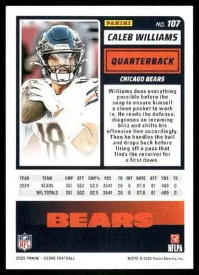 2025 Panini Score Caleb Williams #107 Football - Football Card Single