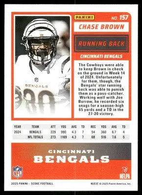 2025 Panini Score Chase Brown #157 Football - Football Card Single