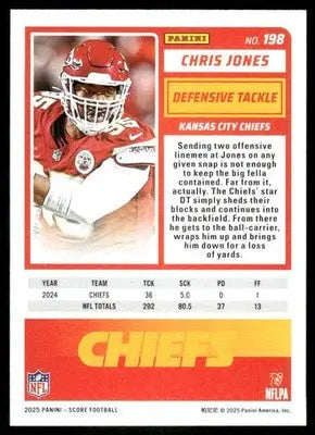 2025 Panini Score Chris Jones #198 Football - Football Card Single