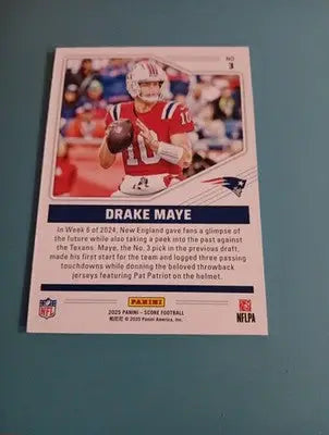 2025 Panini Score Drake Maye QB Throw Backs #3 NE Patriots. NRMT+