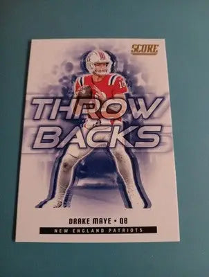 2025 Panini Score Drake Maye QB Throw Backs #3 NE Patriots. NRMT+