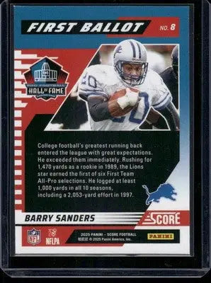 2025 Panini Score First Ballot Barry Sanders #8 Football - Football Card Single