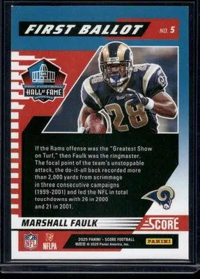 2025 Panini Score First Ballot Marshall Faulk #5 Football - Football Card Single