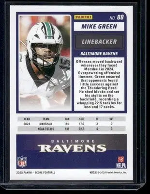 2025 Panini Score Football Mike Green #88 RC Football - Football Card Single