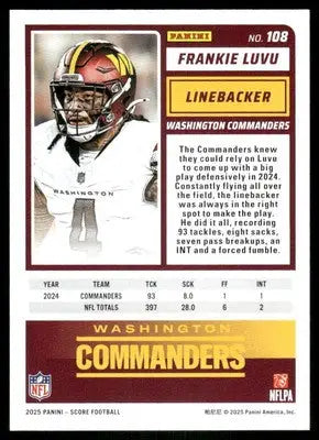 2025 Panini Score Frankie Luvu #108 Football - Football Card Single