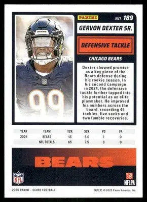 2025 Panini Score Gervon Dexter Sr. #189 Football - Football Card Single
