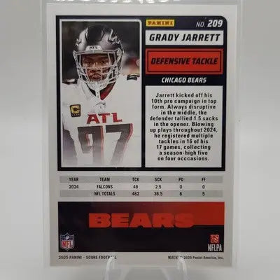 2025 Panini Score Grady Jarrett #209 Red Parallel Chicago Bears Football Card - Football Card Single