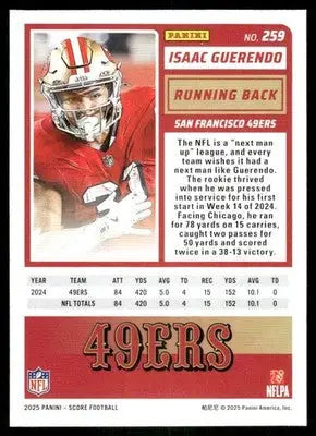 2025 Panini Score Isaac Guerendo #259 Football - Football Card Single