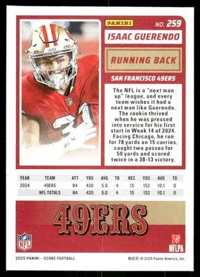 2025 Panini Score Isaac Guerendo #259 Football - Football Card Single