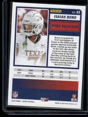 2025 Panini Score Isaiah Bond #53 RC Football - Football Card Single