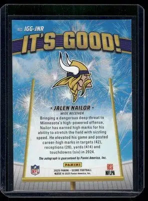 2025 Panini Score It’s Good! Jalen Nailor #IGG-JNR Autograph Football