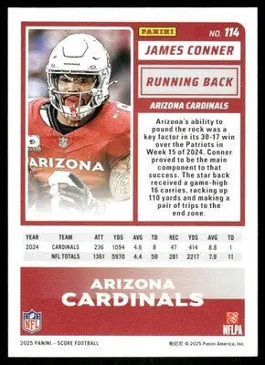 2025 Panini Score James Conner #114 Football - Football Card Single