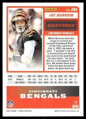 2025 Panini Score Joe Burrow #284 Football - Football Card Single